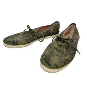 Keds Womens Green Camouflage Canvas Low Top Sneakers Tennis Shoes Size 7.5